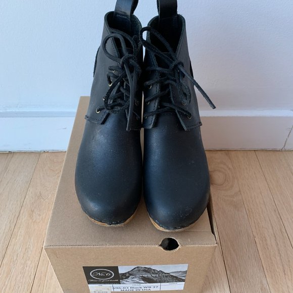 No6 High Heel Lace Up Ankle Clog Boots / BLACK / Size 37 - Picture 5 of 6